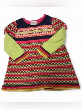 Hanna Andersson 3T sweater dress long sleeve geometric design fair isle